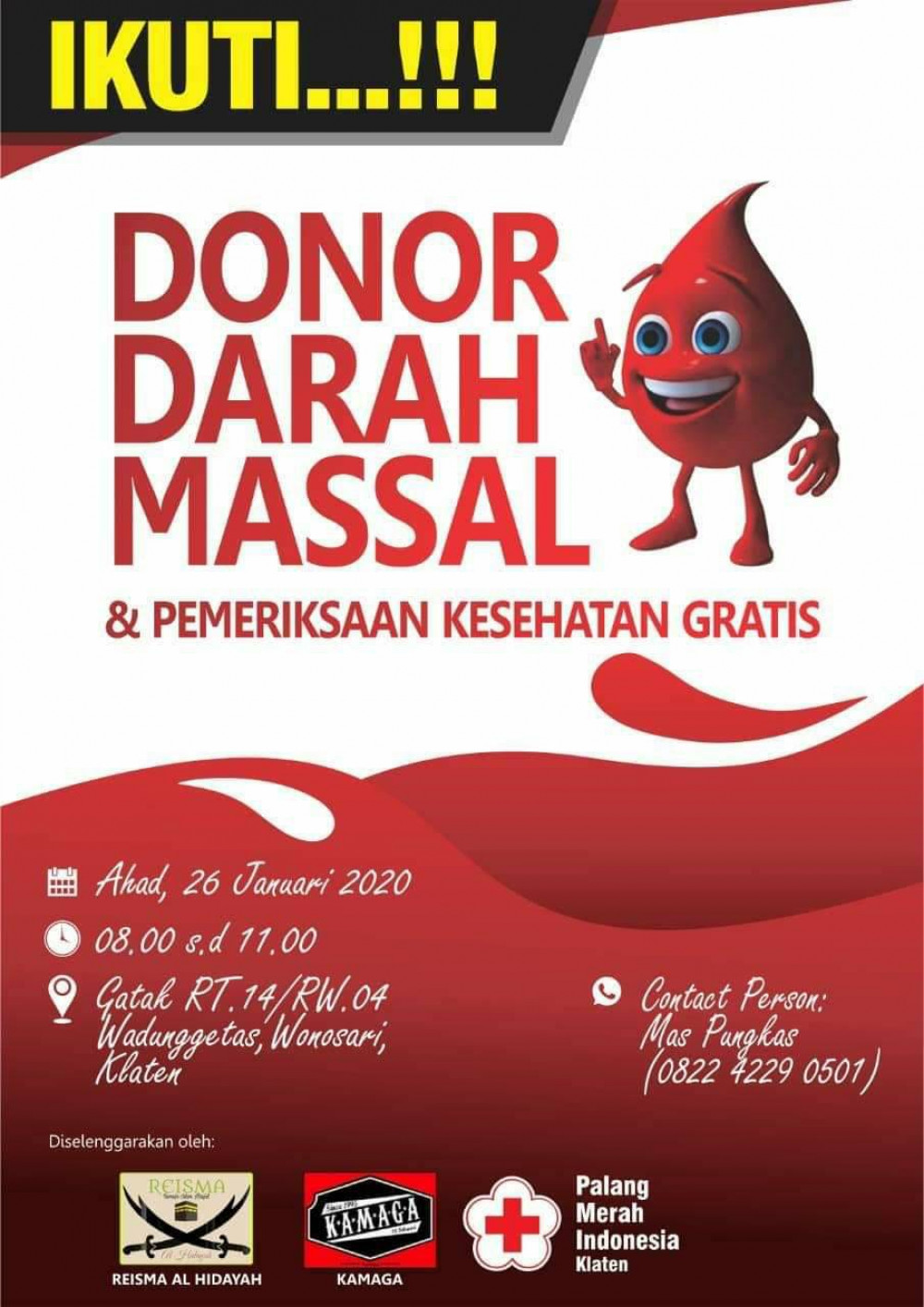 Donor Darah Massal dan Pemeriksaan Kesehatan Wonosari, Klaten
