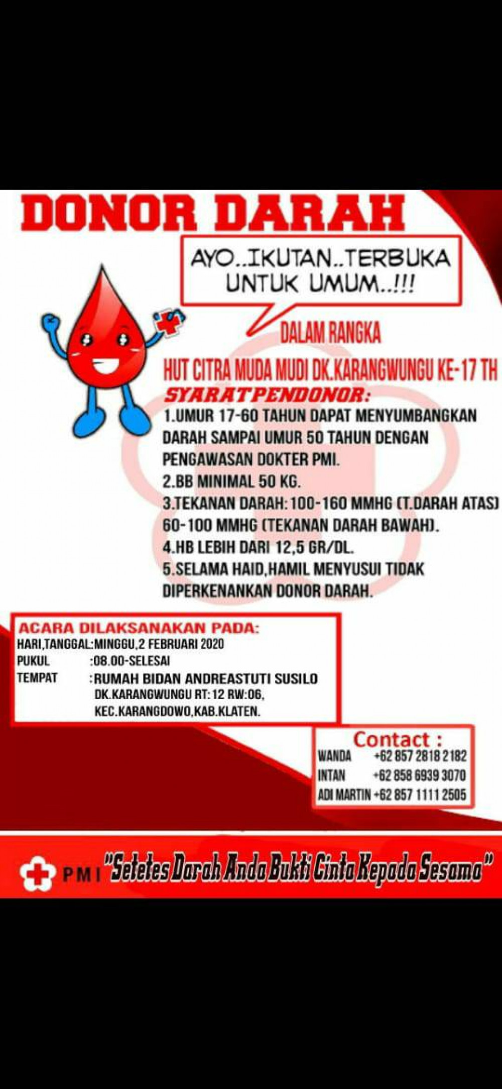 Donor Darah Karangdowo, Klaten