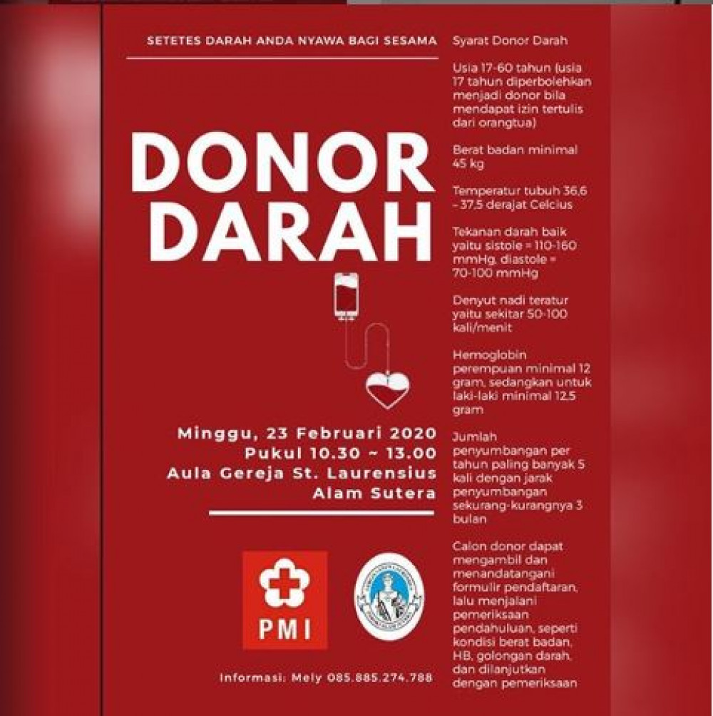 Donor Darah St Laurentius Alam Sutera